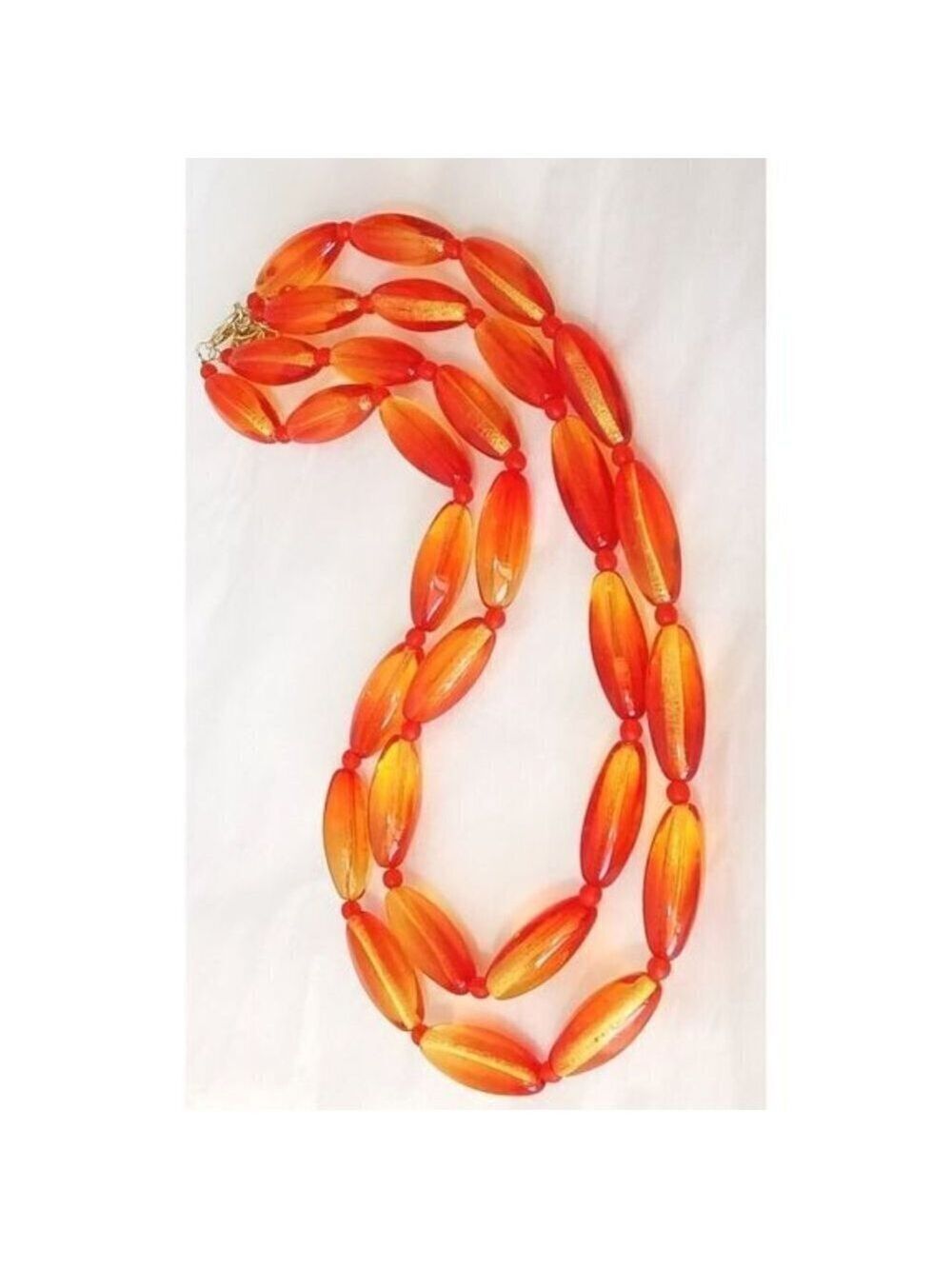 MURANO Lampwork bead necklace brilliant orange